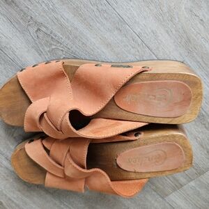 Women's Orange Leather Sandals